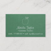 Apple Doodle Green Chalkboard Substituut leraar Visitekaartje (Voorkant)
