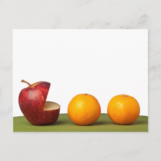 Apple eet sinaasappel briefkaart (Voorkant)