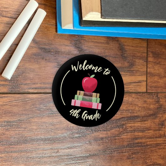 Apple en boeken schoolbord Back-to-School Button