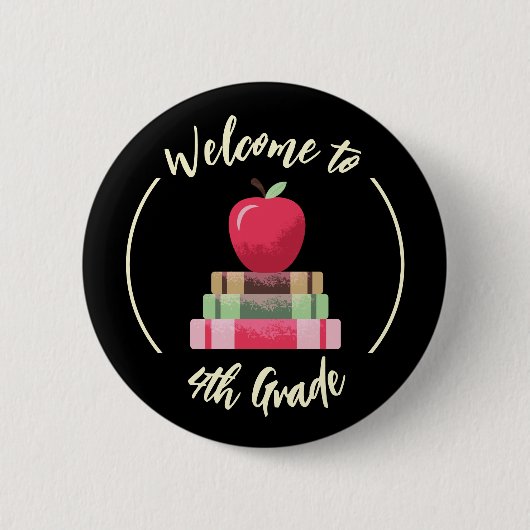 Apple en boeken schoolbord Back-to-School Button (Voorkant)