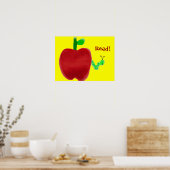 Apple en boekworm poster (Keuken)