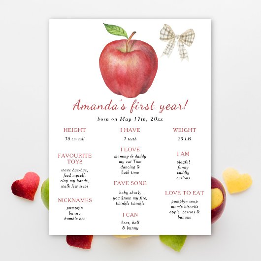 Apple en boog eerste verjaardag mijlpaal verjaarda poster