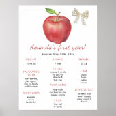 Apple en boog eerste verjaardag mijlpaal verjaarda poster (Voorkant)