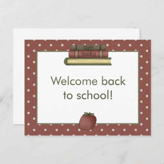 Apple en Book Welcome Back to School Briefkaart (Voorkant / Achterkant)