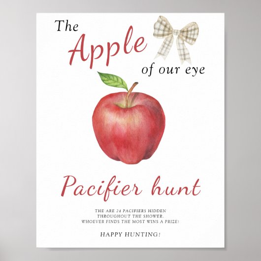 Apple en Bow - Fopspeen Hunt baby shower spel Poster (Voorkant)