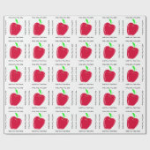 Apple- en Custom Text Teachers Birthday Cadeaupapier (Vlak)