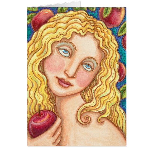 APPLE EN EVE FOLK ART GREETTE NOTE KAART Blank (Voorkant)