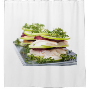 Apple en forel-appetizer douchegordijn