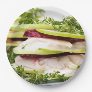 Apple en forel-appetizer papieren bordje