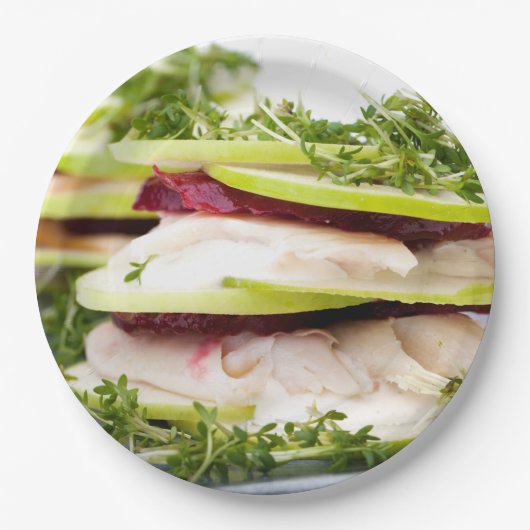 Apple en forel-appetizer papieren bordje (Voorkant)