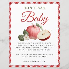 Apple en Gingham Baby shower zeggen geen Baby-game