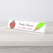 Apple en Green Pencil School Bureau Naambordje (Voorkant)