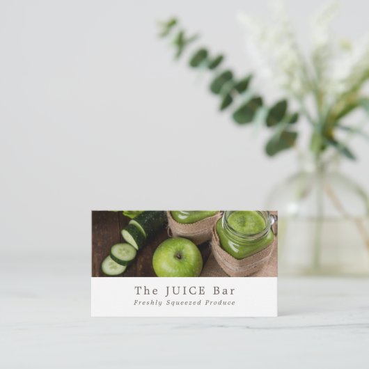 Apple en komkommer, Juice Bar Visitekaartje (Staand voorkant)
