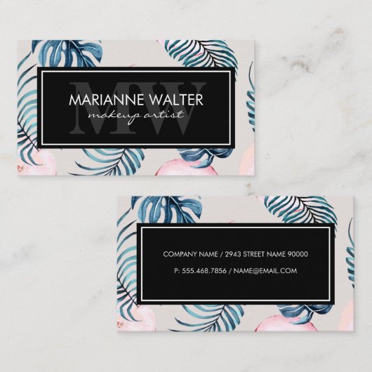 Apple en Monstera Leaves Visitekaartje (Voorkant / Achterkant)