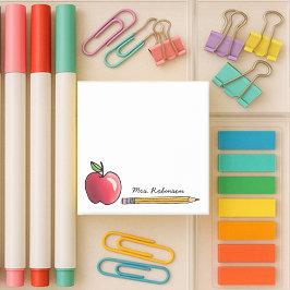 Apple en Pencil Gepersonaliseerde leraar 3 x 3 Post-it® Notes