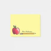 Apple en Pencil Gepersonaliseerde Leraar Geel 4x3 Post-it® Notes (Voorkant)