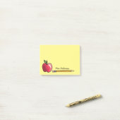 Apple en Pencil Gepersonaliseerde Leraar Geel 4x3 Post-it® Notes (Op bureau)