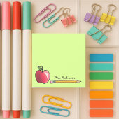 Apple en Pencil Gepersonaliseerde Leraar Groen 3 x Post-it® Notes
