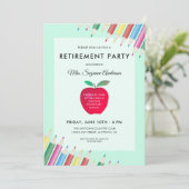 Apple en Pencils | Teacher Retirement Party Kaart (Staand voorkant)