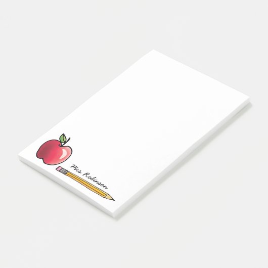 Apple en Potlood Gepersonaliseerde Leraar 4 x 6 Post-it® Notes (Schuin)