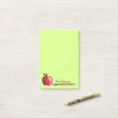 Apple en Potlood Gepersonaliseerde Leraar Groen 4 Post-it® Notes (Op bureau)