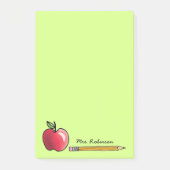 Apple en Potlood Gepersonaliseerde Leraar Groen 4 Post-it® Notes (Voorkant)