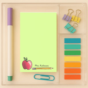 Apple en Potlood Gepersonaliseerde Leraar Groen 4 Post-it® Notes
