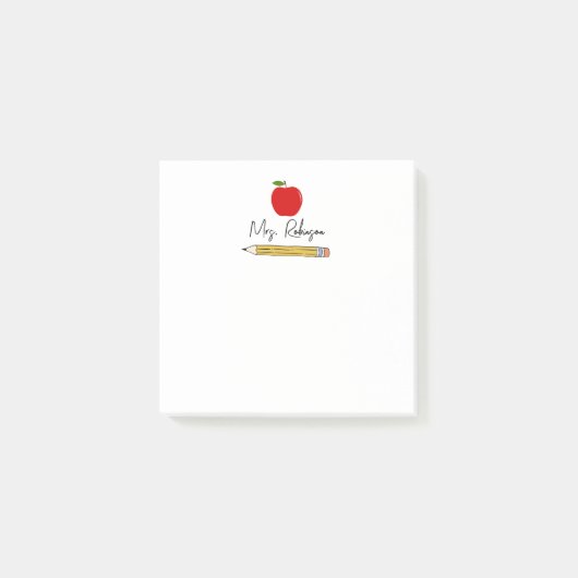 Apple en potlood gepersonaliseerde leraar post-it® notes (Voorkant)