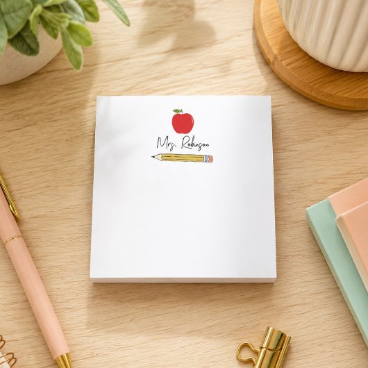 Apple en potlood gepersonaliseerde leraar post-it® notes