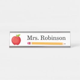 Apple en Potlood Leraar Modern Bureau Naambordje