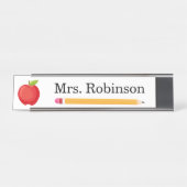 Apple en Potlood Leraar Modern Bureau Naambordje (Voorkant)