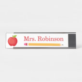 Apple en Potlood Leraar Modern Bureau Naambordje (Voorkant)