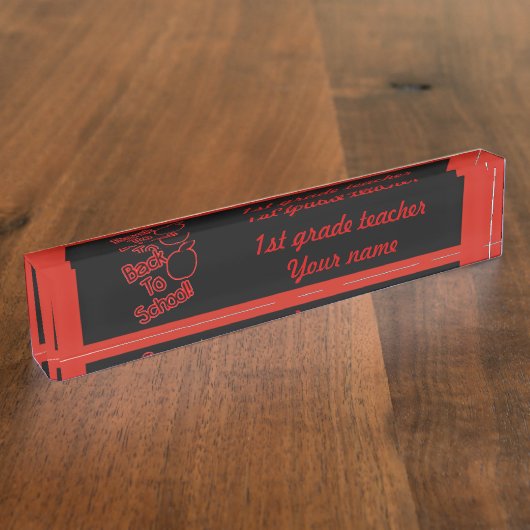 Apple en terug naar school - naambordje (Zijkant)