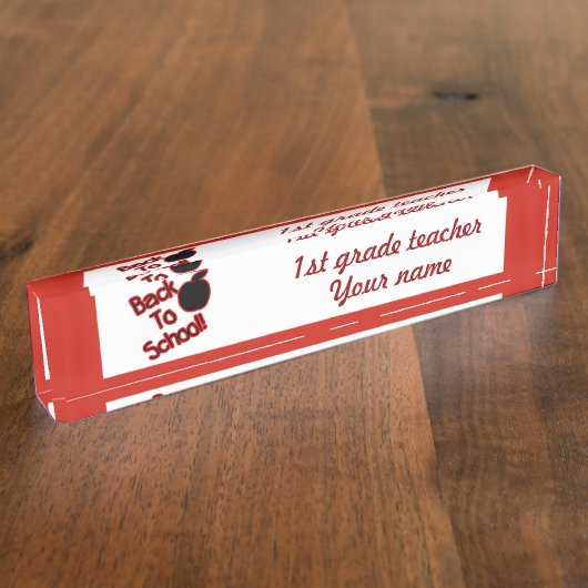 Apple en terug naar school - naambordje (Zijkant)