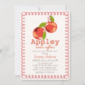 Apple Ever After Rode Kromme Frame Bruiloft Feest Kaart (Voorkant)