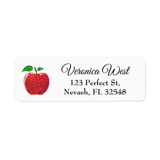 Apple Faux Red Glitter Etiket (Voorkant)