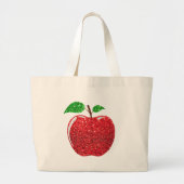 Apple Faux Red Glitter Grote Tote Bag (Voorkant)