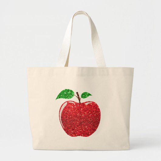 Apple Faux Red Glitter Grote Tote Bag (Voorkant)