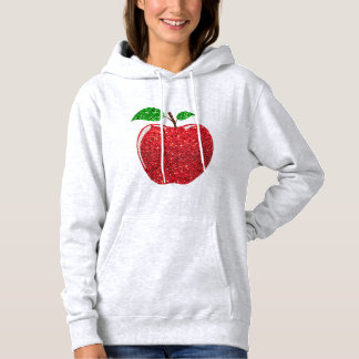 Apple Faux Red Glitter Hoodie