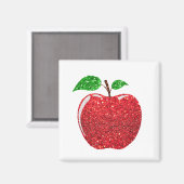 Apple Faux Red Glitter Magneet (Voorkant / Achterkant)