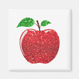 Apple Faux Red Glitter Magneet