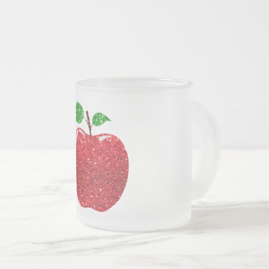 Apple Faux Red Glitter Matglas Koffiemok (Voorkant rechts)