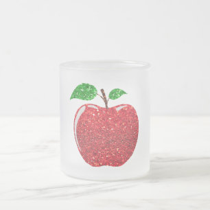 Apple Faux Red Glitter Matglas Koffiemok