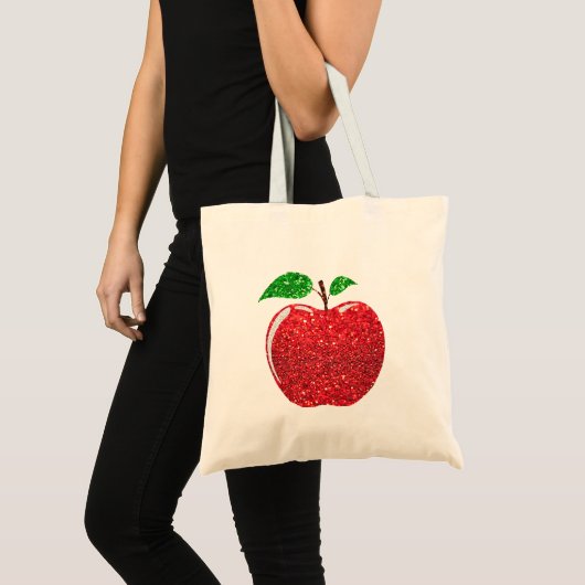 Apple Faux Red Glitter Tote Bag (Voorkant (product))