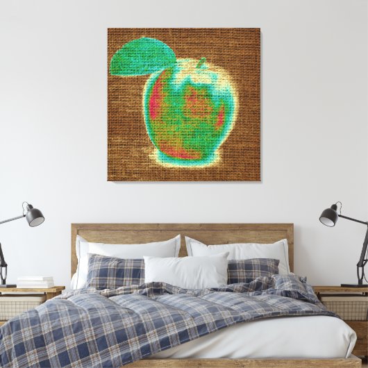 Apple Fine Art over Burlap Linen Jute #4 Canvas Afdruk (Insitu (Slaapkamer))