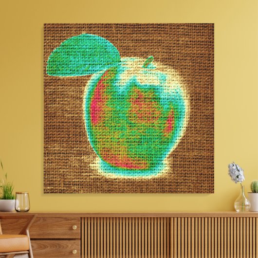 Apple Fine Art over Burlap Linen Jute #4 Canvas Afdruk (Insitu (Woonkamer))