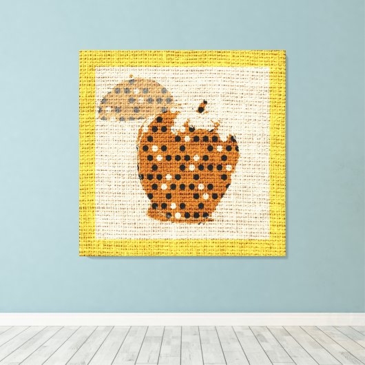 Apple Fine Art over Burlap Linen Jute Canvas Afdruk (Insitu (Houten vloer))