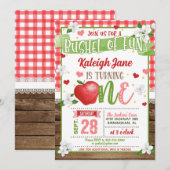 Apple First Birthday Invitation - Bushel of Fun G Kaart (Voorkant / Achterkant)