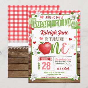 Apple First Birthday Invitation - Bushel of Fun G Kaart