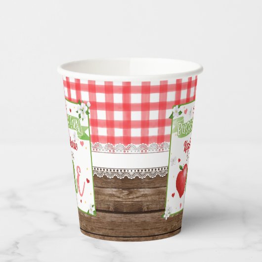 Apple First Birthday Party Cup - Bushel of Fun Papieren Bekers (Links)